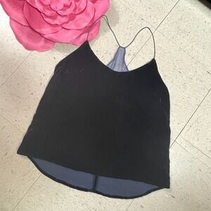 MAISON DE PAPILLON Womens Sz M Navy Blue Velvet Silk Racerback Cami‎ Tank Top